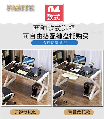Modern Tempered Glass Tables For Office Furniture Computer desk Tables Light Luxury Gaming Table