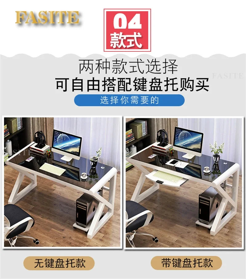 Modern Tempered Glass Tables For Office Furniture Computer desk Tables Light Luxury Gaming Table