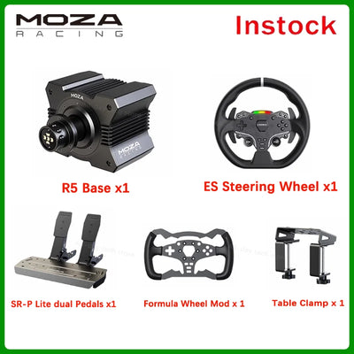 MOZA Racing R5 Direct Drive Wheel Base 5.5 N·m Peak Torque APP Cloud Control with Steering Wheel ,Pedals,Table Clamp
