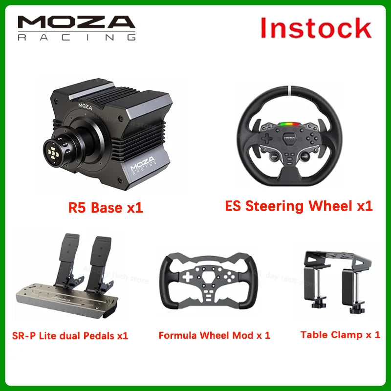 MOZA Racing R5 Direct Drive Wheel Base 5.5 N·m Peak Torque APP Cloud Control with Steering Wheel ,Pedals,Table Clamp