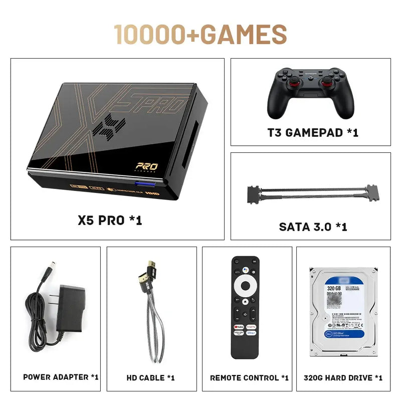 Kinhank Super Console X5 PRO Retro Video Game Consoles Plug and Play 4T with 16000 Games for PS2/WII/SS/DC/N64 Android 12 TV Box