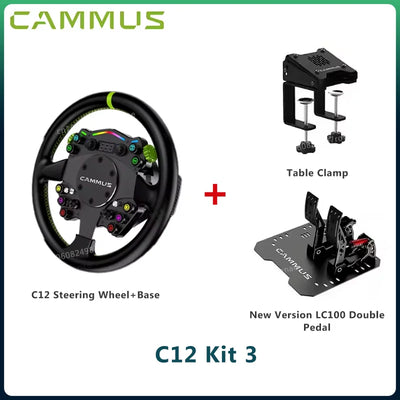 CAMMUS C12 with LC100 pedals kit C12 Direct Drive Steering Wheel Global First includes two T-shaped base flanges