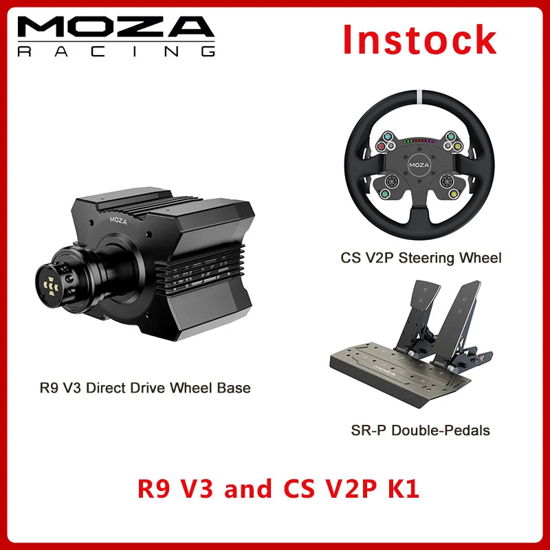 MOZA Racing R9 V3 Direct Drive Wheel Base / CS V2P Steering Wheel / FSR2 Formula Steering Wheel / SR-P Pedals