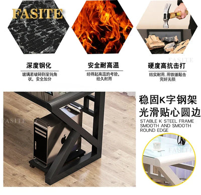 Modern Tempered Glass Tables For Office Furniture Computer desk Tables Light Luxury Gaming Table