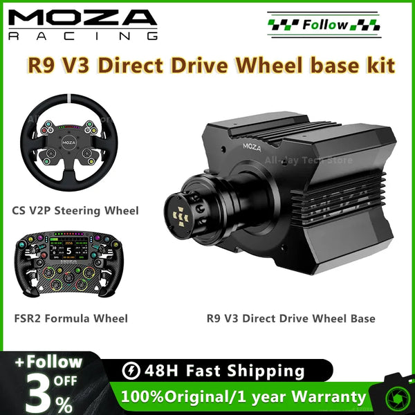 MOZA Racing R9 V3 Direct Drive Wheel Base / CS V2P Steering Wheel / FSR2 Formula Steering Wheel / SR-P Pedals