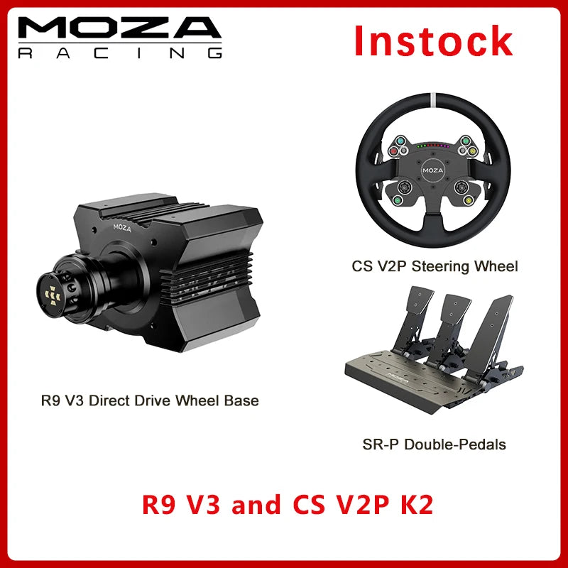 MOZA Racing R9 V3 Direct Drive Wheel Base / CS V2P Steering Wheel / FSR2 Formula Steering Wheel / SR-P Pedals