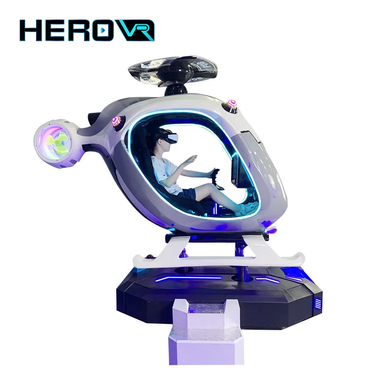 Indoor Playground Motion Flight Simulator Self Driving VR Helicopter Simulator Cockpit