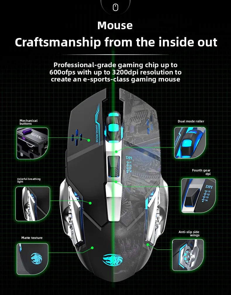 104 Key Ultra Compact Wired Keyboard Electronic Sports Game, Ergonomic Mechanical Feel, Office Computer Specific Mouse