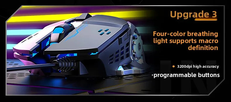 104 Key Ultra Compact Wired Keyboard Electronic Sports Game, Ergonomic Mechanical Feel, Office Computer Specific Mouse