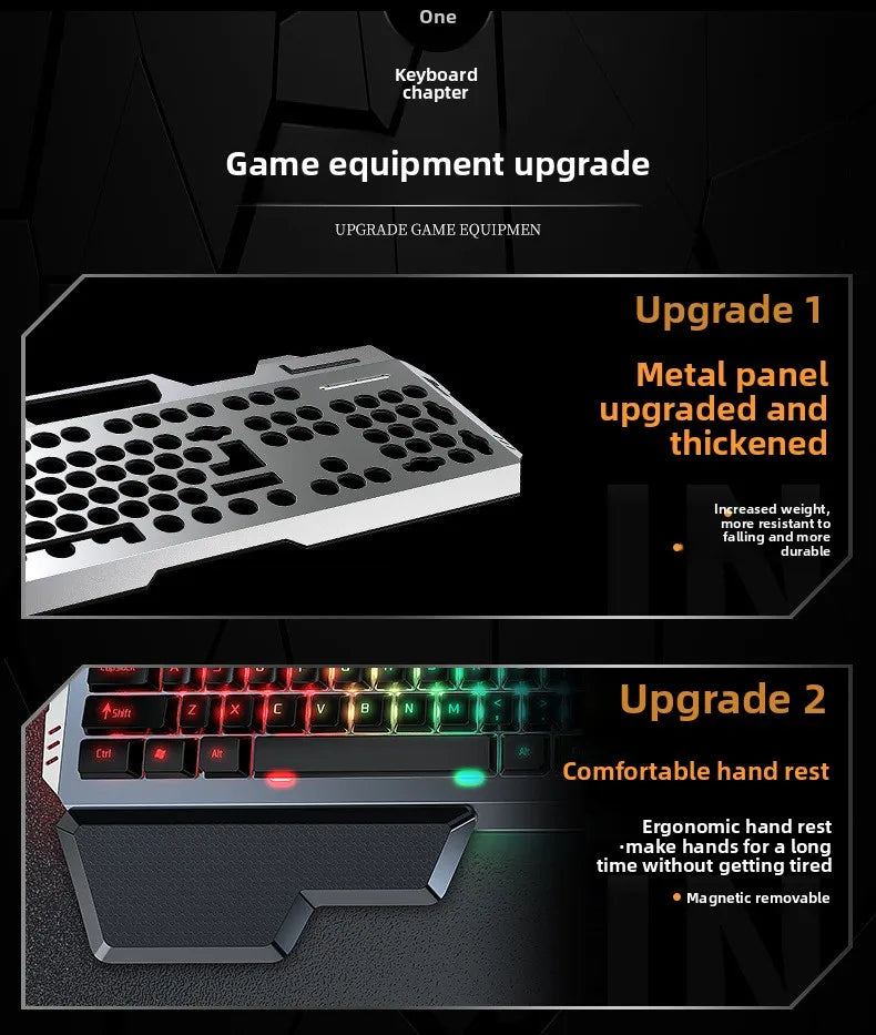 104 Key Ultra Compact Wired Keyboard Electronic Sports Game, Ergonomic Mechanical Feel, Office Computer Specific Mouse
