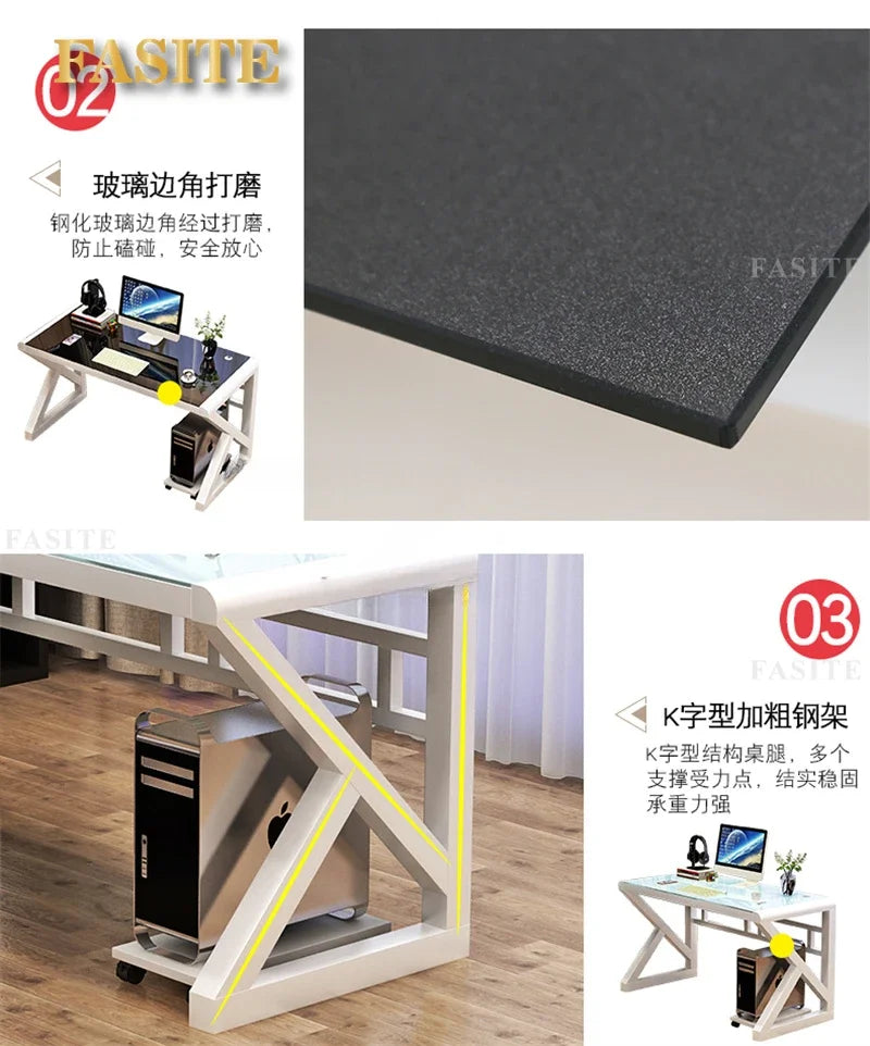 Modern Tempered Glass Tables For Office Furniture Computer desk Tables Light Luxury Gaming Table