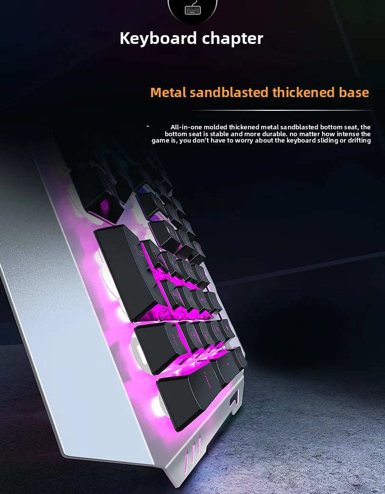 104 Key Ultra Compact Wired Keyboard Electronic Sports Game, Ergonomic Mechanical Feel, Office Computer Specific Mouse