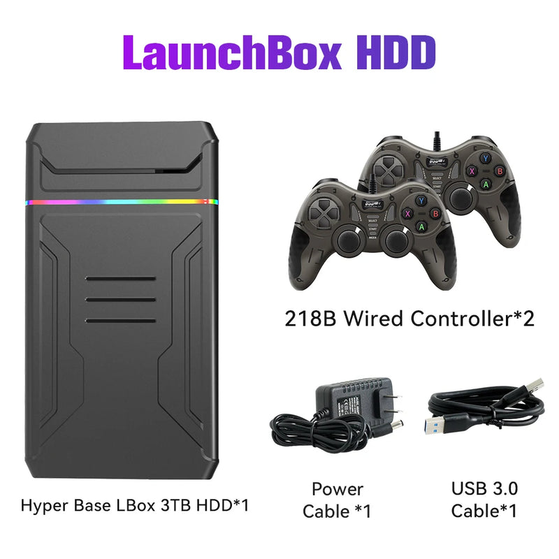 Video Game Consoles Launchbox OS Retro Gaming HDD for Xbox/Switch/PS4/PS3/PS2/PS1/DC/WII for Windows PC/Laptop with 10107Games