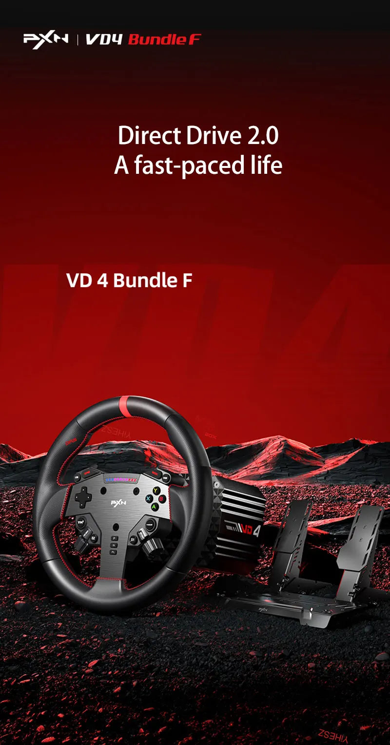 PXN V4D Bundle Racing Wheel 4Nm Force Feedback Simulator Gaming Steering Wheel PXN VD Series Direct Drive Servo Motor For PC