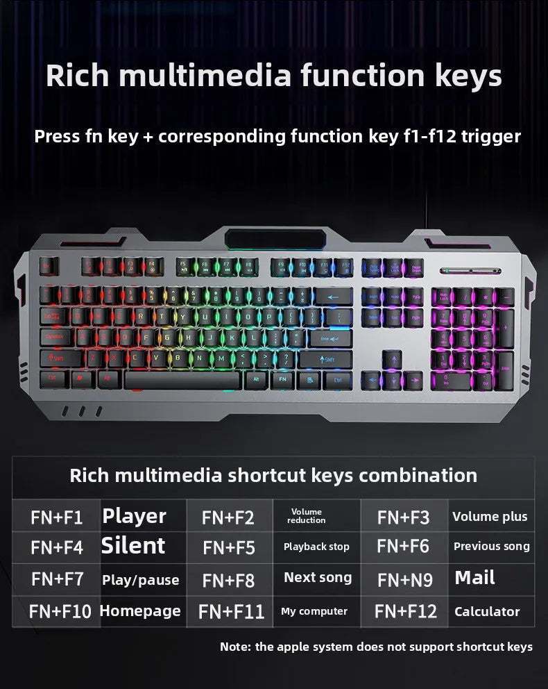 104 Key Ultra Compact Wired Keyboard Electronic Sports Game, Ergonomic Mechanical Feel, Office Computer Specific Mouse