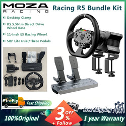 MOZA Racing R5 Bundle Kit Direct Drive Wheel Base 5.5 N·m Peak Torque APP Cloud Control with Steering Wheel ,Pedals,Table Clamp