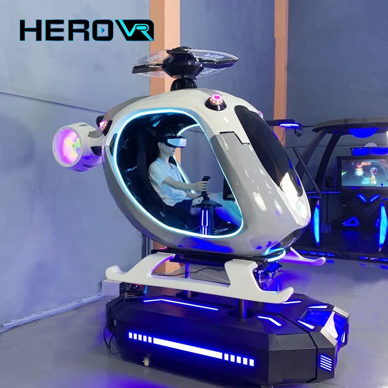 Indoor Playground Motion Flight Simulator Self Driving VR Helicopter Simulator Cockpit