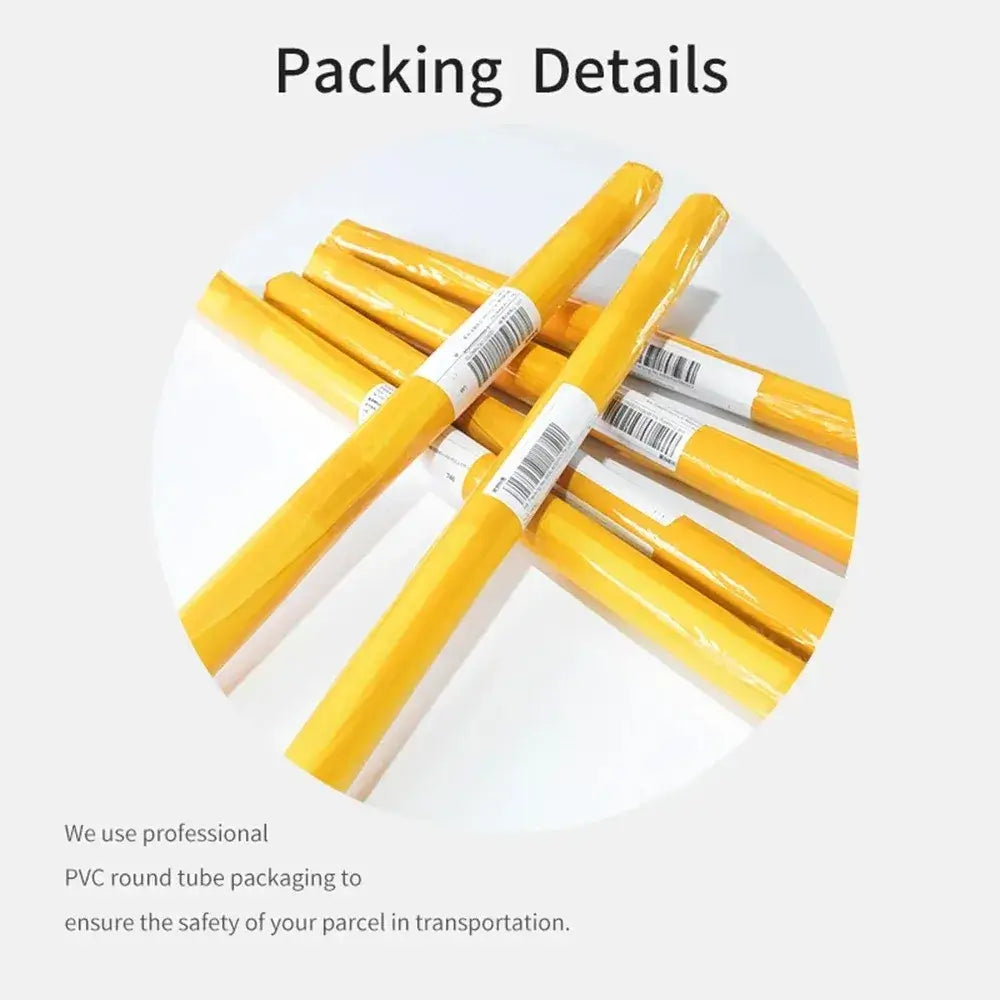 Detailed view of rolled posters packed in protective PVC tubes for safe transportation.