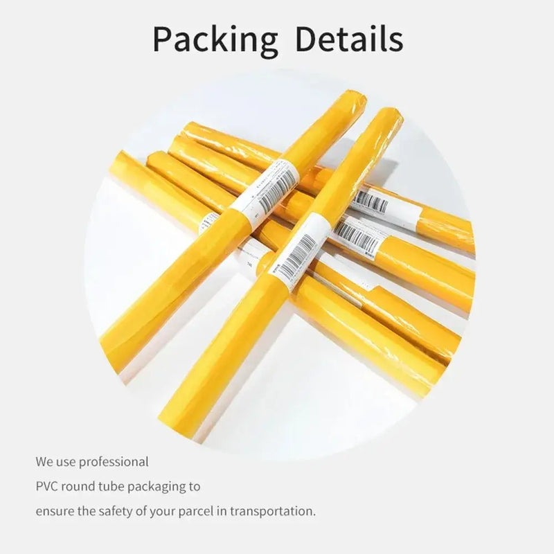 Detailed view of rolled posters packed in protective PVC tubes for safe transportation.