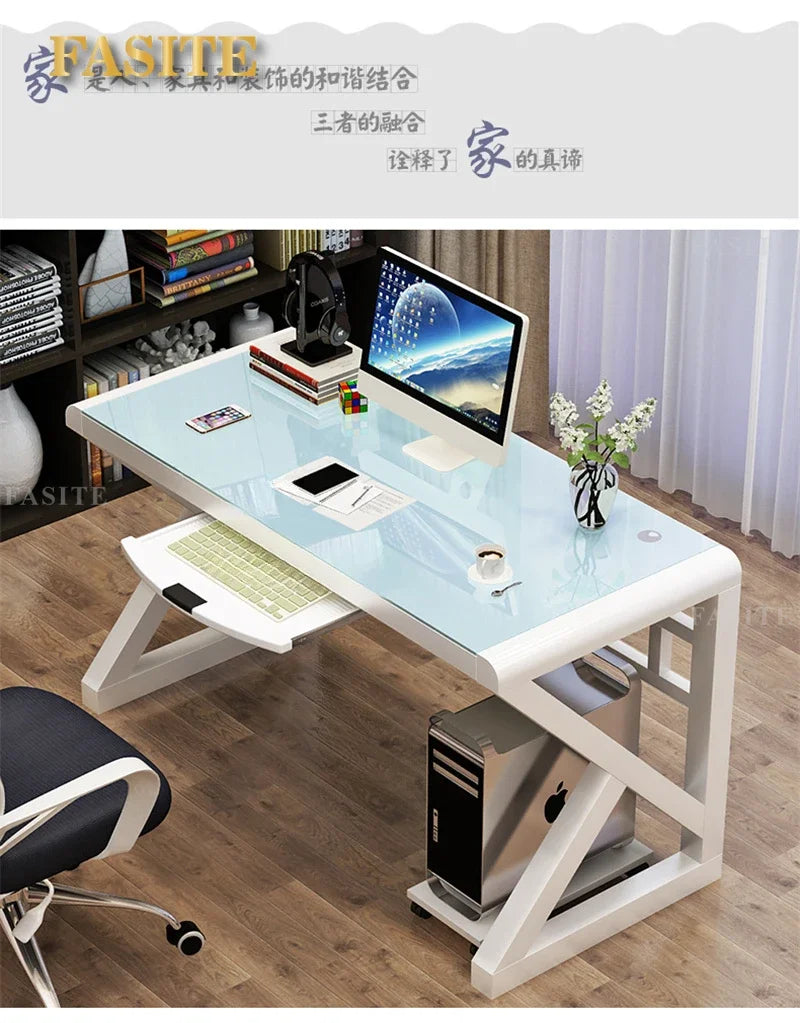 Modern Tempered Glass Tables For Office Furniture Computer desk Tables Light Luxury Gaming Table