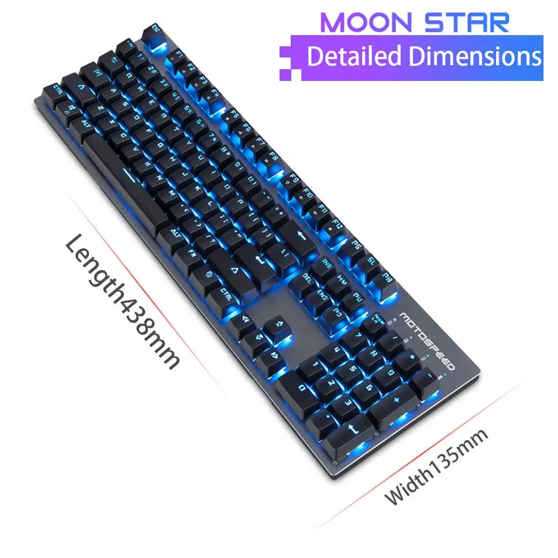 GK89 Motospeed Mechanical Gaming Keyboard 2.4G Wireless Wired 104 Keys RGB Backlit ABS Keycaps Gaming Keyboard For PC Laptop