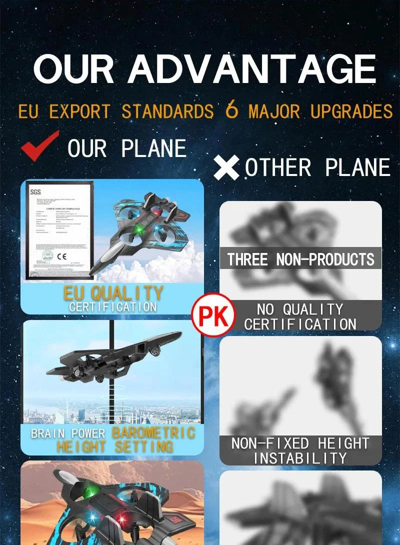 Glider Flying Helicopter RC Hobby Jet Plane 2.4G Stunt Remote Control Foam Fighter Airplane Toy With Light