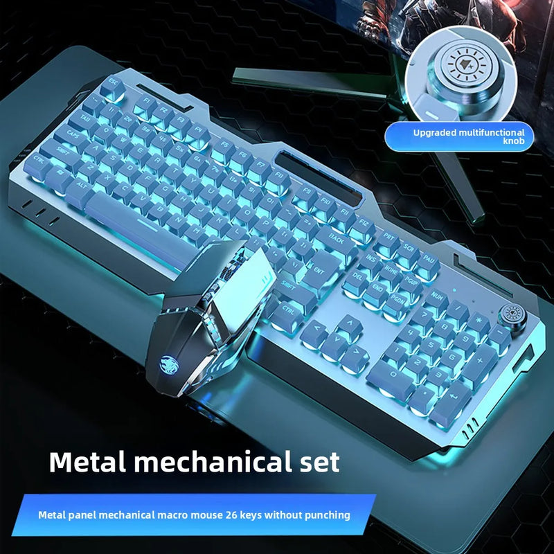 104 Key Ultra Compact Wired Keyboard Electronic Sports Game, Ergonomic Mechanical Feel, Office Computer Specific Mouse