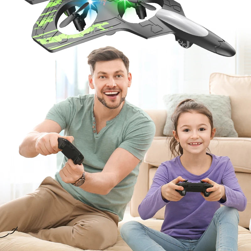 Glider Flying Helicopter RC Hobby Jet Plane 2.4G Stunt Remote Control Foam Fighter Airplane Toy With Light