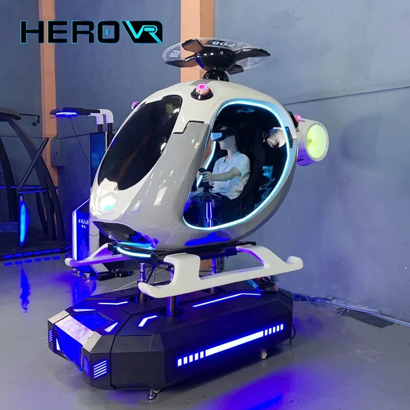 Indoor Playground Motion Flight Simulator Self Driving VR Helicopter Simulator Cockpit