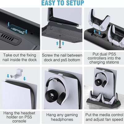 PS5 Vertical Cooling Fan Stand Controller Charger Station For  Playstation 5