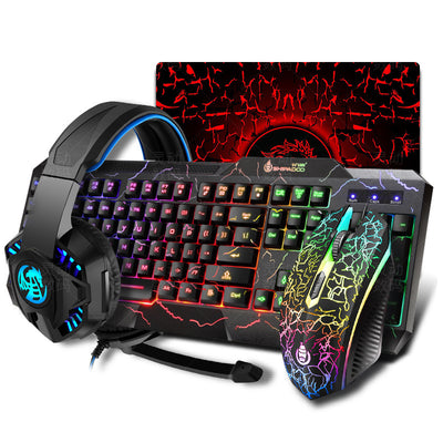 Explosion Crack Illuminant Keyboard Mouse Headset Four-piece Set