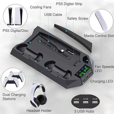 PS5 Vertical Cooling Fan Stand Controller Charger Station For  Playstation 5